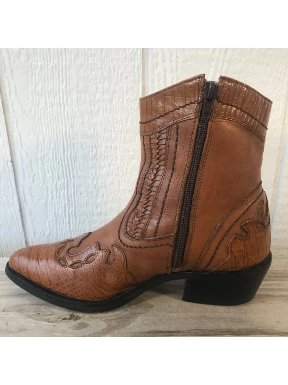 Donato Marrone D'Milton Men Western Brown Ankle Side Zip Boot 9.5 D 16534 Brazil